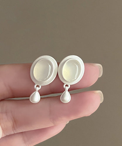 Earrings Tassel White Metal Water Drop Brief