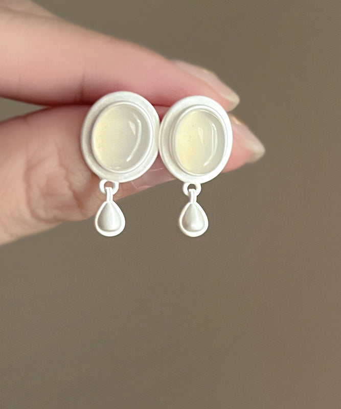 Earrings Tassel White Metal Water Drop Brief