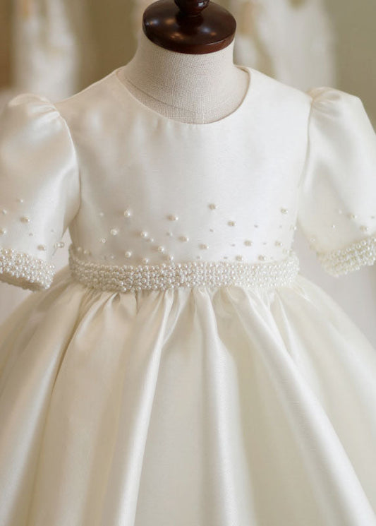 Brief White Nail Bead Girls Maxi Dress Summer YS014