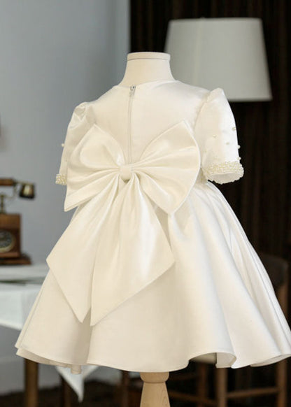 Brief White Nail Bead Girls Maxi Dress Summer YS014