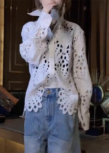 Shirt Out Lace Peter White Spring Hollow Pan Brief Collar