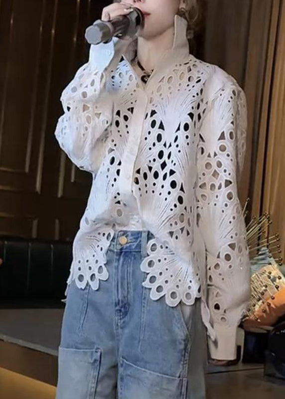 Shirt Out Lace Peter White Spring Hollow Pan Brief Collar