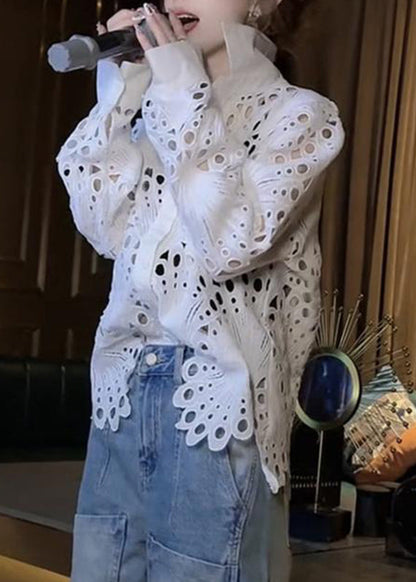 Shirt Out Lace Peter White Spring Hollow Pan Brief Collar