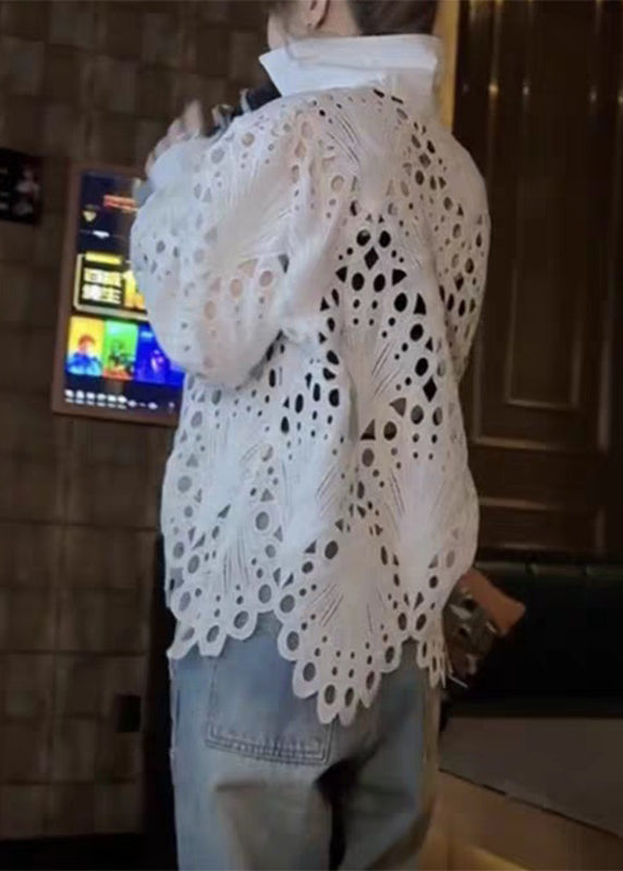 Shirt Out Lace Peter White Spring Hollow Pan Brief Collar