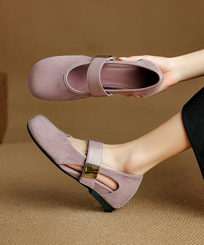 Strap Brown Suede Shoes Women Buckle Wedge Splicing