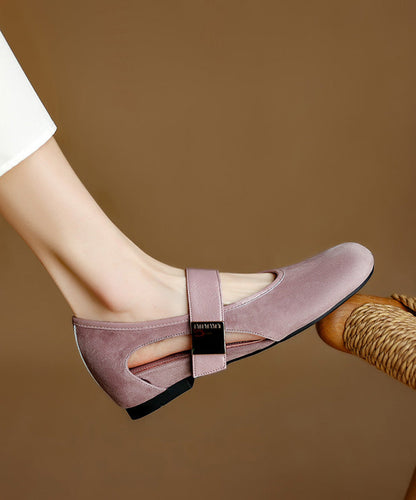 Strap Brown Suede Shoes Women Buckle Wedge Splicing