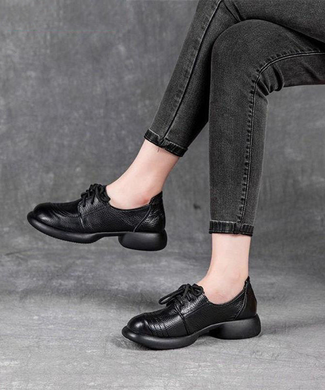 For Brown Up Leather Splicing Cowhide Women Shoes Lace Flat