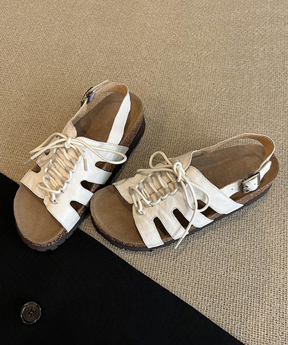 Brown Out Lace Toe Hollow Splicing Up Sandals Peep Platform