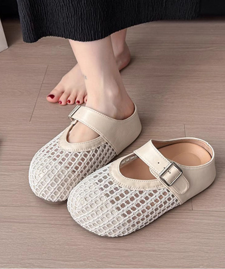 Faux Splicing Platform Brown Leather Fashion Slide Sandals