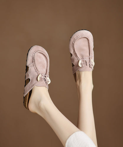 Slide Sandals Suede Platform Brown Splicing Comfy