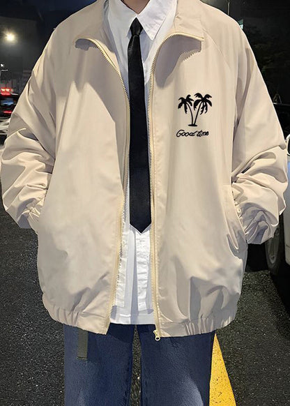 Coats Stand Apricot Zippered Collar Casual Mens Spring Cotton