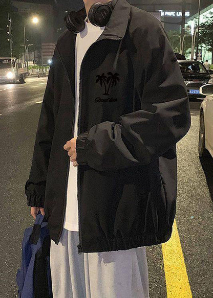 Coats Stand Apricot Zippered Collar Casual Mens Spring Cotton