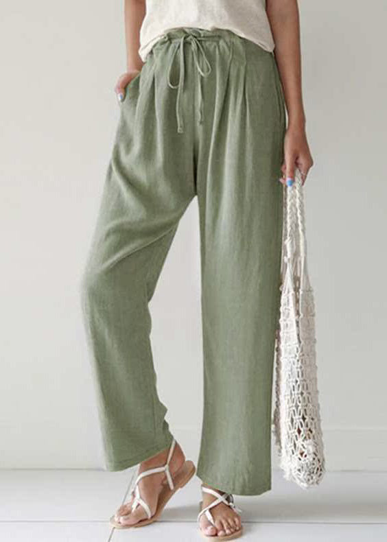 Summer Pants Blue Lace Casual Cotton Pockets Up