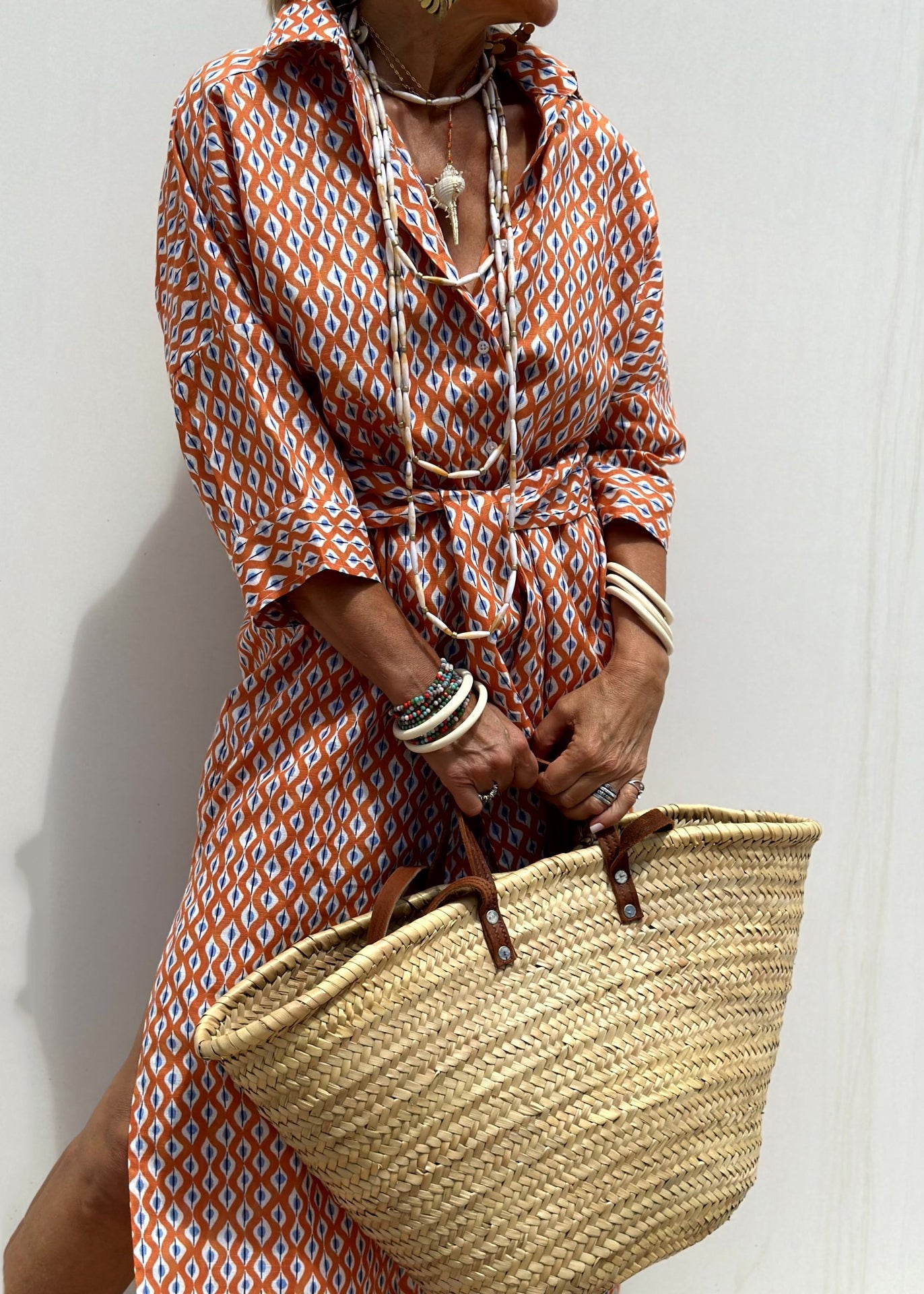 Blue Long Open Striped Side Casual Dress Patchwork Shirts