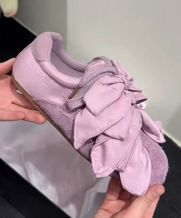 Suede Splicing Women Shoes Apricot Bow Casual Flat For