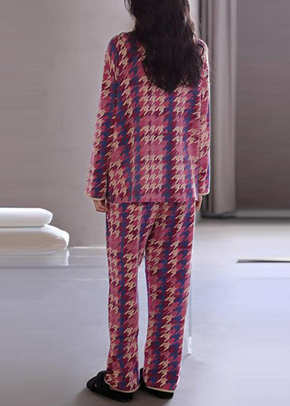 Casual Colorblock Print Pockets Button Two Pieces Set Long Sleeve XS1025