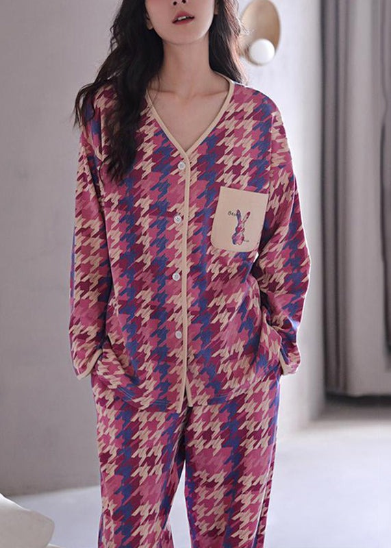 Casual Colorblock Print Pockets Button Two Pieces Set Long Sleeve XS1025