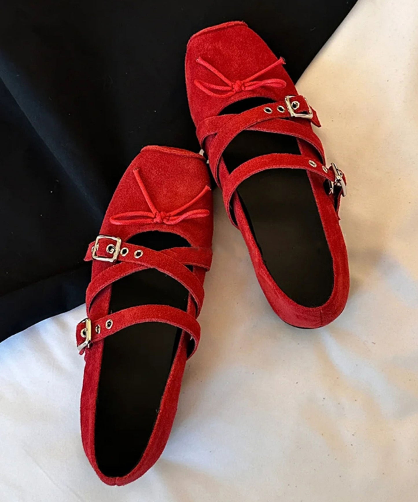 Suede Strap Splicing Cross Comfy Bow Red Casual Shoes Heel Wedge