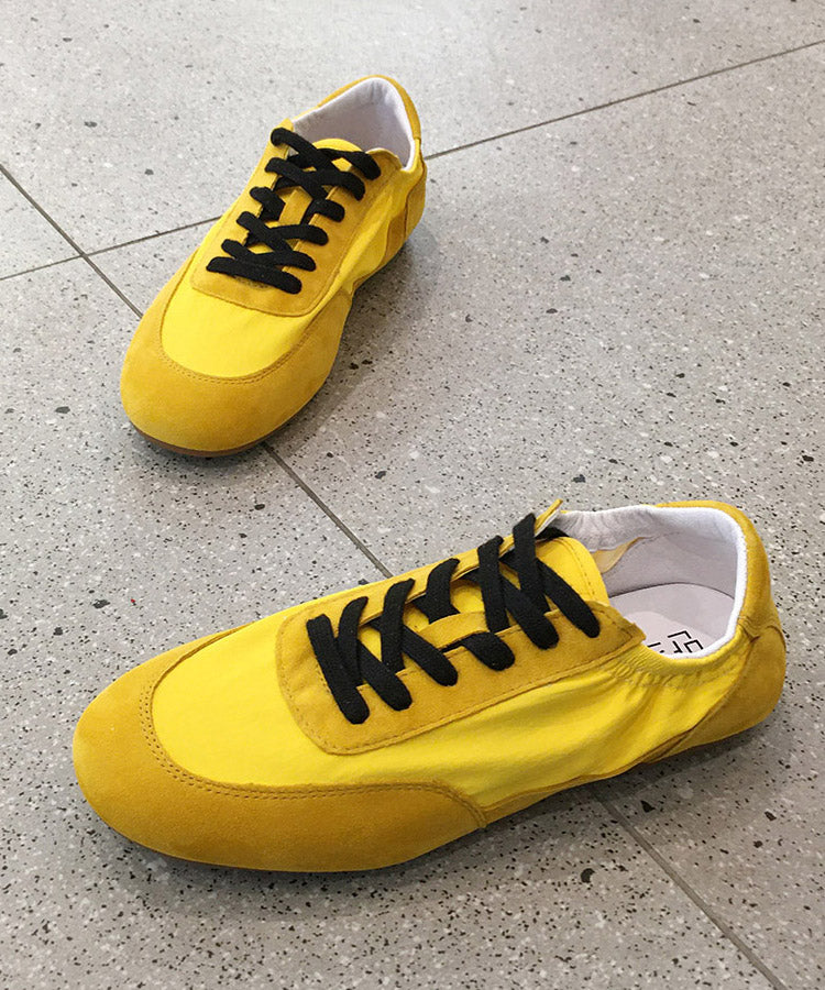 Suede Splicing Red Casual Comfy Up Lace Flat Shoes