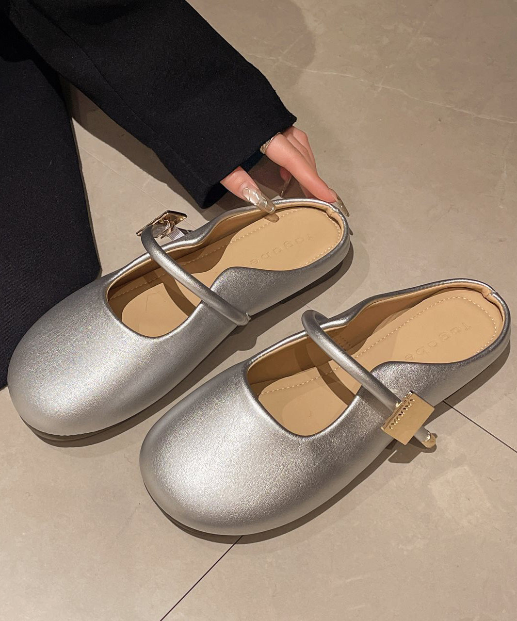 Slide Leather Splicing Casual Beige Faux Comfy Sandals