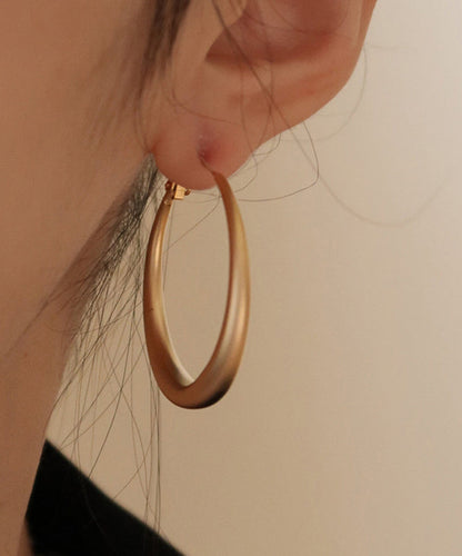 Casual Gold Copper Overgild Round Hoop Earrings QD033