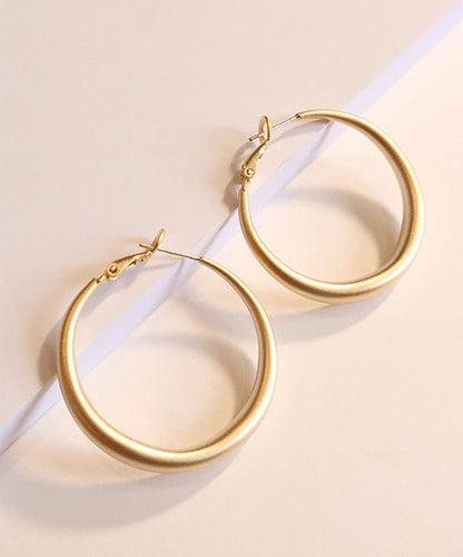 Casual Gold Copper Overgild Round Hoop Earrings QD033