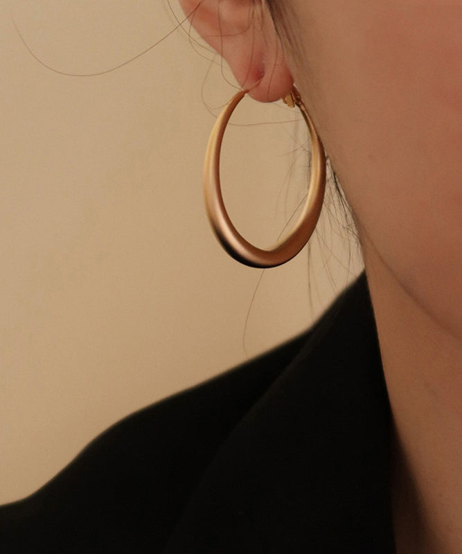 Casual Gold Copper Overgild Round Hoop Earrings QD033