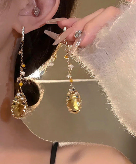 Water Zircon Casual Overgild Tassel Gold Pearl Crystal Copper