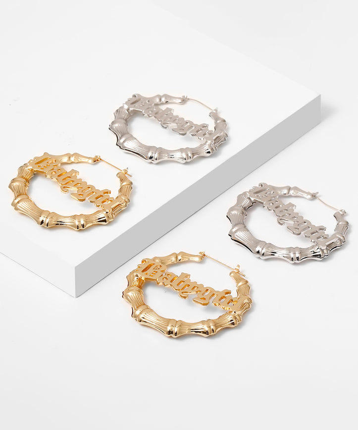 Casual Gold Metal Alloy Bamboo Joint Hoop Earrings ZZ027