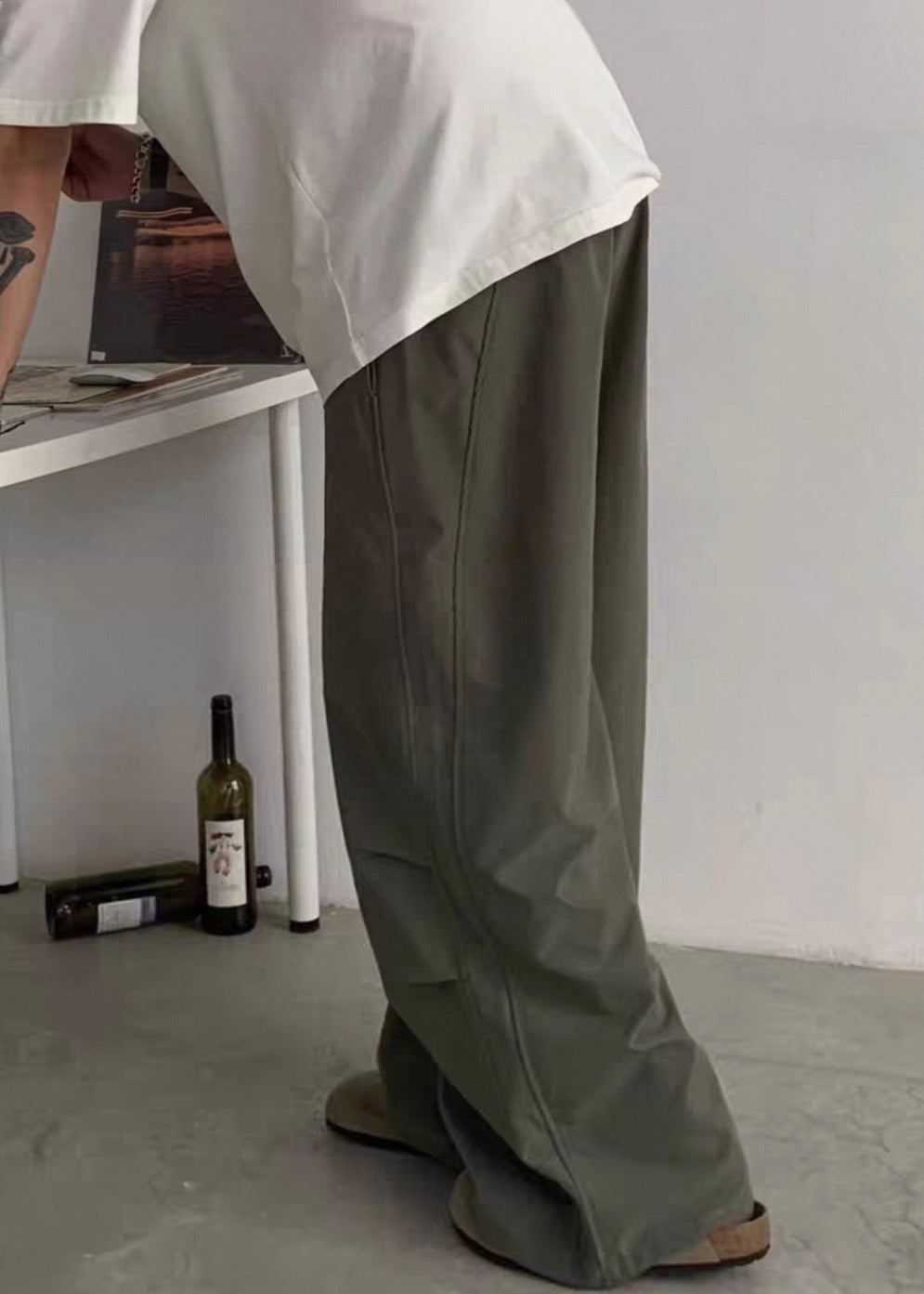 Pockets Pants Cotton Men Casual Green Drawstring Summer