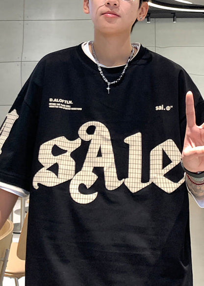 Casual Summer Print Pieces Green Two False Mens Shirt Cotton T