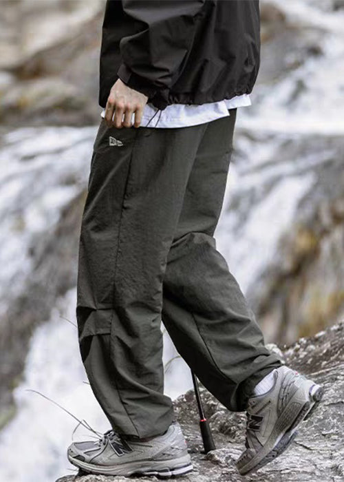 Wrinkled Pants Summer Casual Mens Pockets Cotton Green