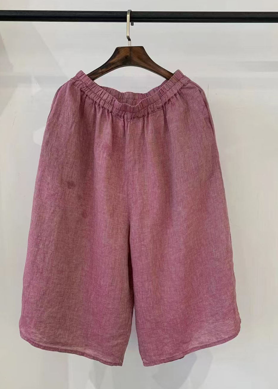 Pants Linen Khaki Harem Plaid Casual Oversized Summer