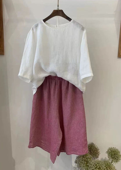 Pants Linen Khaki Harem Plaid Casual Oversized Summer