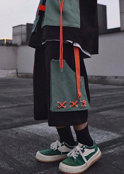 Khaki Pockets Cotton Summer Shorts Casual Mens Oversized