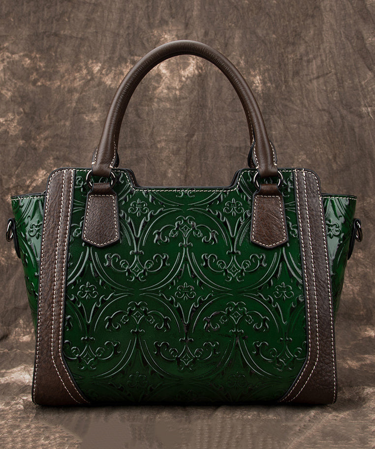 Silver Large Leather Calf Tote Casual Embossed Capacity Handbag