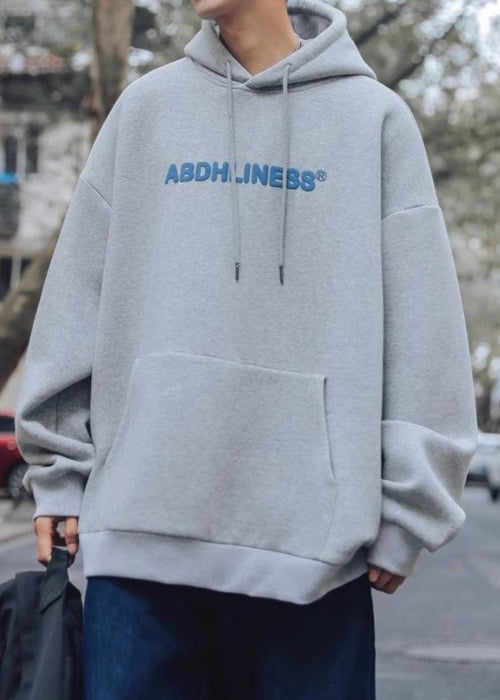 Casual Navy Print Pockets Oversized Cotton Men Sweatshirt Spring YQ036