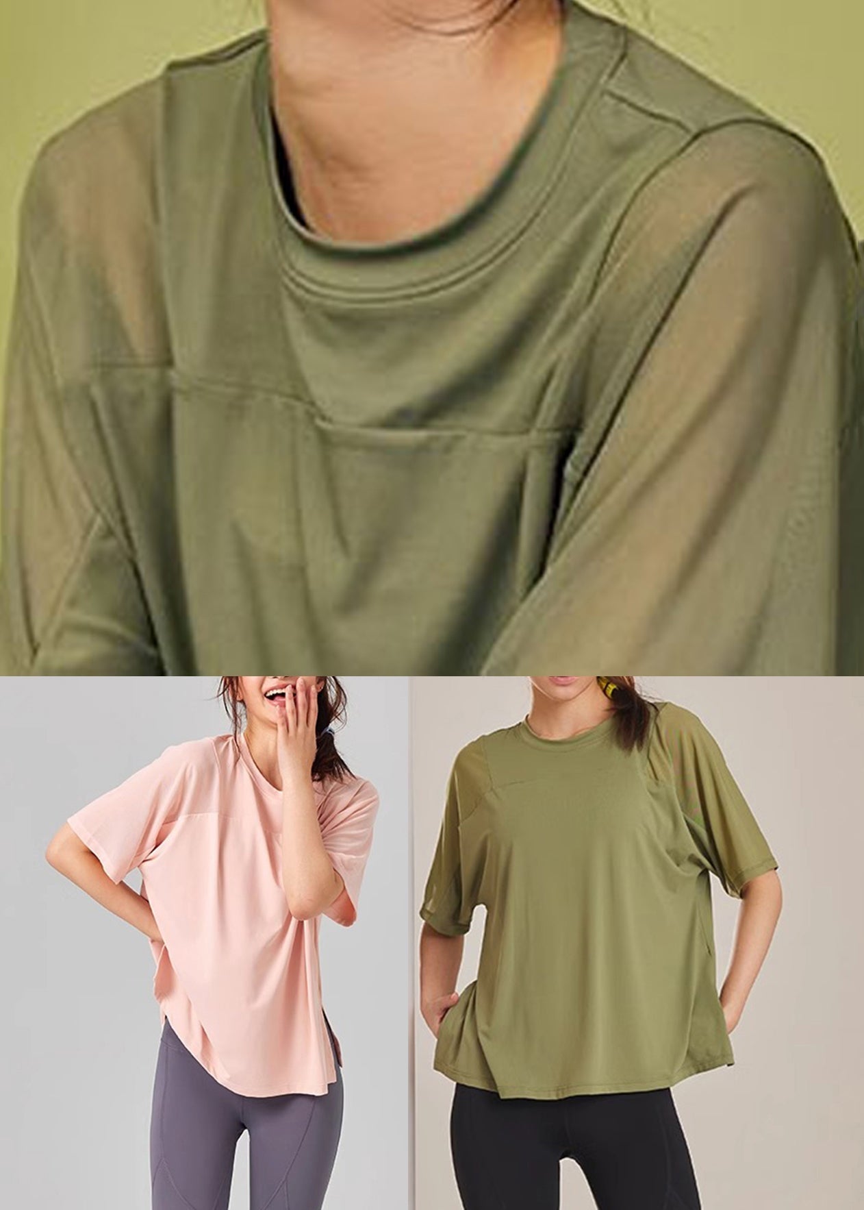 Yoga Short Pink O-Neck Casual Sleeve Tops