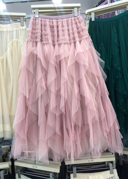 Waist Purple Casual Asymmetrical Elastic A Line Tulle Patchwork