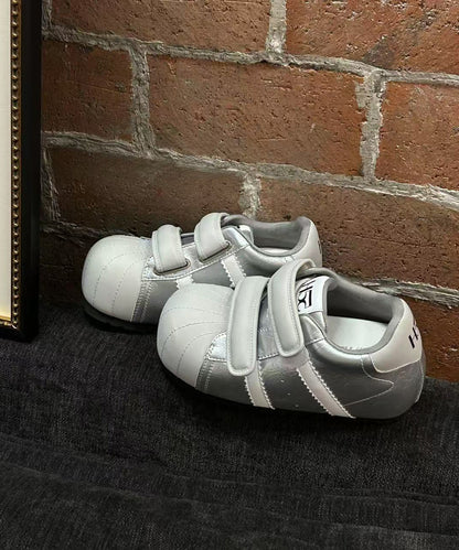 Shoes Cowhide Casual Leather Flat Splicing Buckle Strap Red