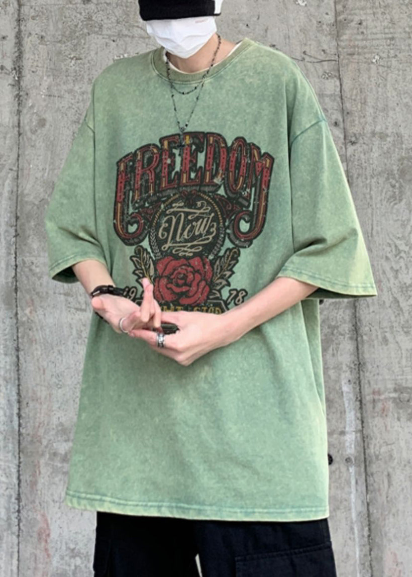 Shirts Half Sleeve Oversized Rose T Print Casual Mens Cotton
