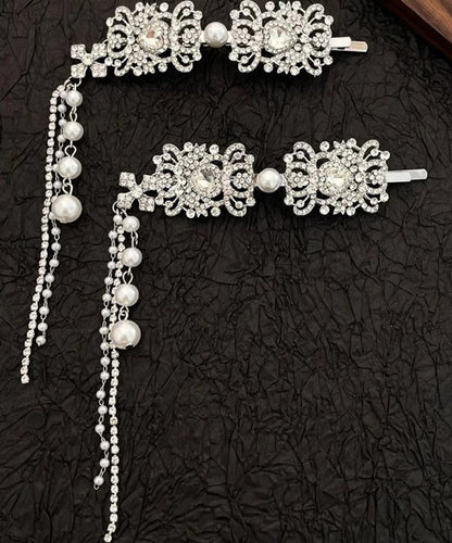 Casual Tassel Zircon Pearl Hairpin Silk Alloy