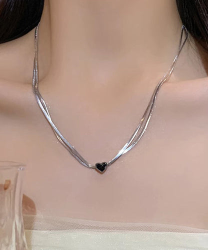Casual Necklace Sterling Silver Silk Double-Layer Pendant