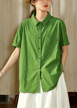 Tea Top Cotton Summer Oversized Green Casual