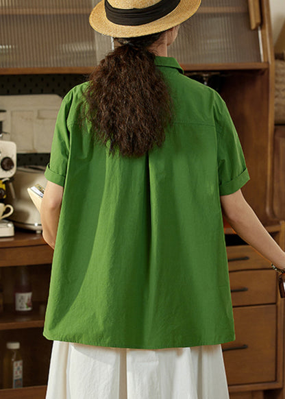 Tea Top Cotton Summer Oversized Green Casual