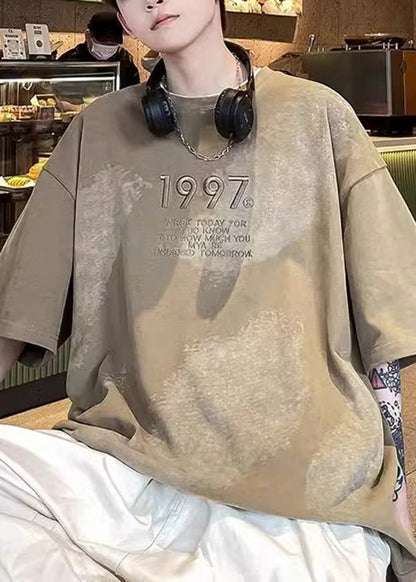 Tie Summer White T Cotton Shirt Men Casual Dye Embroideried