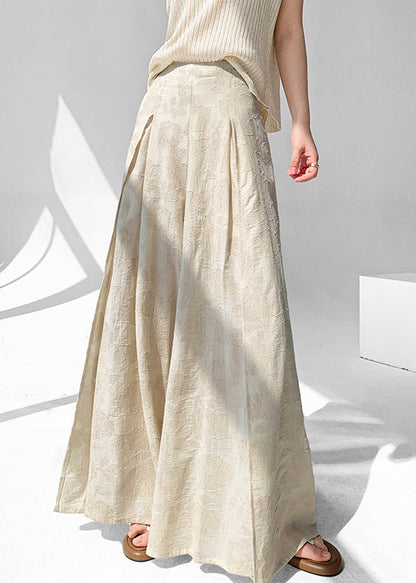 Open Apricot Cotton Pants Skirt Zippered Chic Side Summer