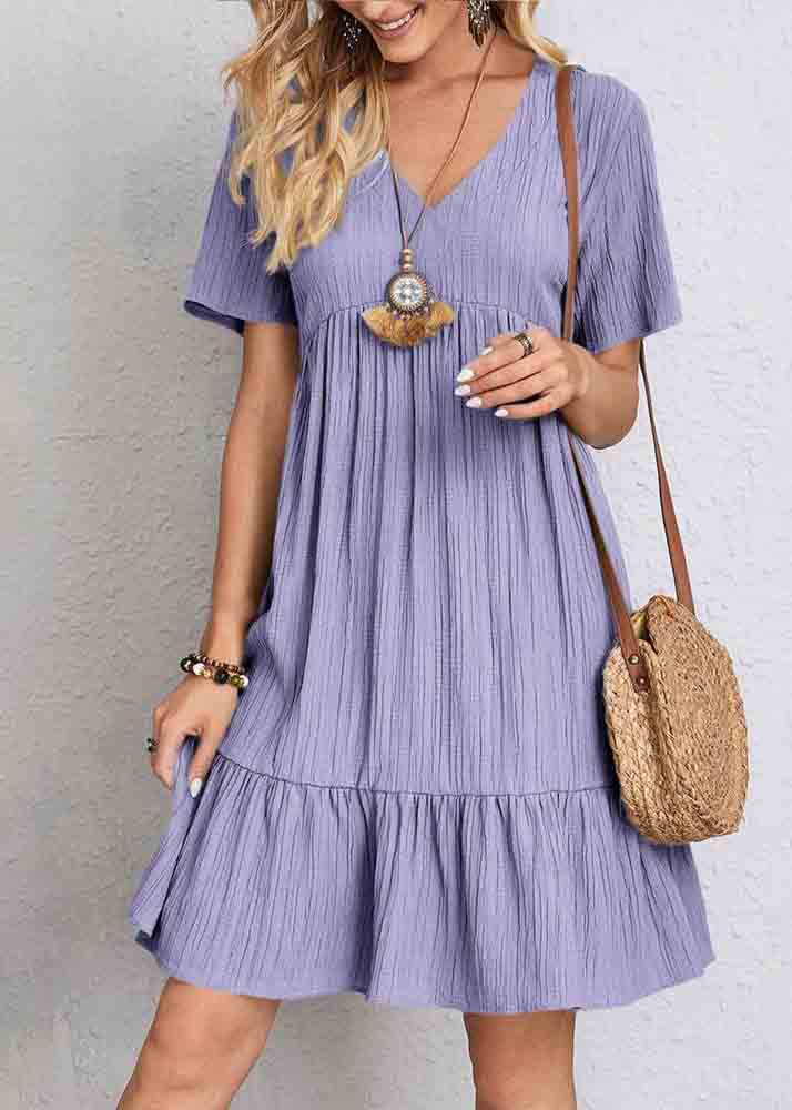 V Army Green Cotton Chic Patchwork Neck Day Dress Summer