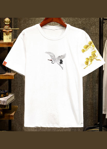 Apparel T Men Summer Shirts Embroideried Chic Black