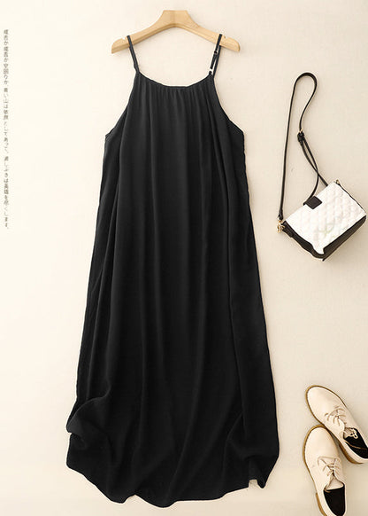 Strap Chiffon Black Chic Dress Oversized Summer Spaghetti